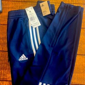 Adidas Womens Aeroready Serena Slim Tapered-Cut Pants, Legend Ink/White, Medium